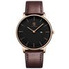 Watch Simple Stylish Thin Casual Date Display Waterproof Analog Quartz Watch Leather Strap Brown [BEN NEVIS] Men's