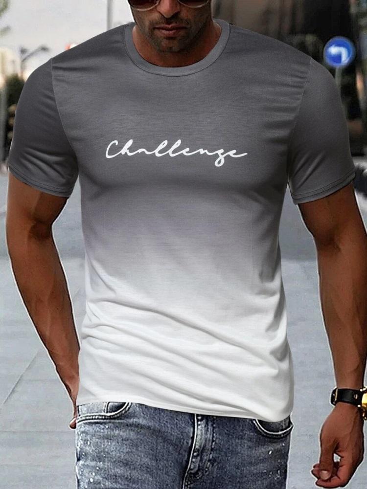 New Summer Casual Men's 3D Printed Gradient Short-sleeved Top Outdoor Sports Men's T-shirt Street Fashion T-shirt Letter Mens Top