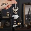 Halloween Holiday Decor Jingle Bell Ornament, Gothic Bull Skull/Angel Wings Hanging Realistic Decoration for Tree, Party Home