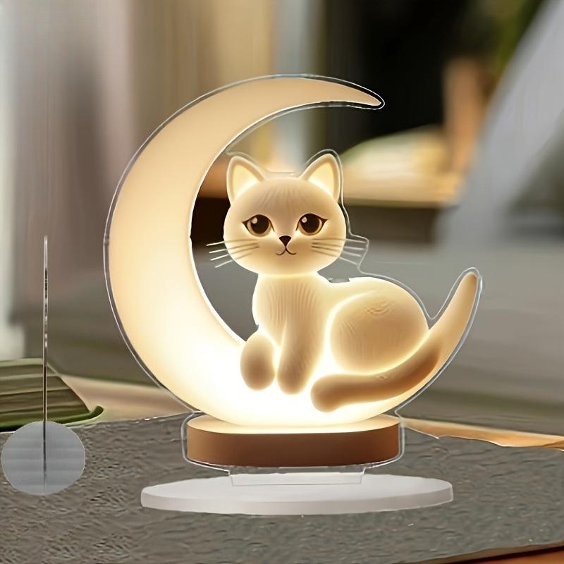1 шт. 2D плоская кошка, домашний декор, офисный декор, без источника питания, очаровательная кошка, акриловое настольное украшение, украшение на четыре сезона