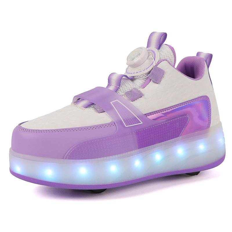 Детские ролики Девичьи роликовые кроссовки Детские кнопочные колеса Двухколесные Мальчиковый скейтборд Светодиодные заряжаемые кроссовки