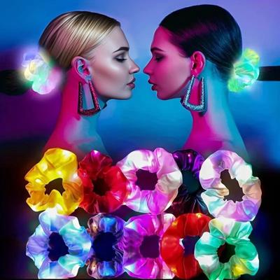 8 шт. светодиодных резинок для волос, световой эффект для вечеринки, управление одним щелчком, 8 цветов, 3 эффекта свечения, праздничные резинки для волос, аксессуары для волос