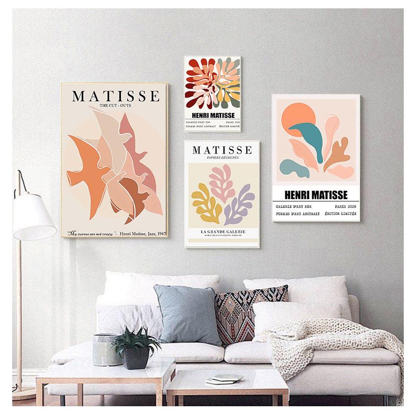 Линии стены искусства холст картины плакаты на скандинавскую тему и принты настенные панно для декора гостиной классический Матисс абстрактные листья