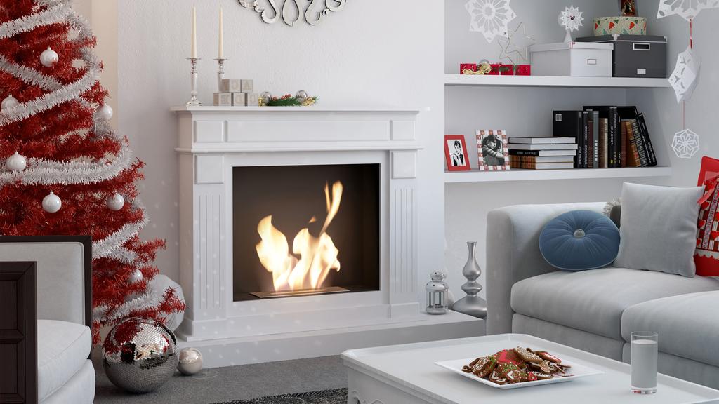 Portal Bioethanol fireplace NOVEMBER TÜV white with glazing set