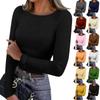 Женская приталенная футболка Модная повседневная однотонная с V-образным вырезом пуловер с длинным рукавом топ