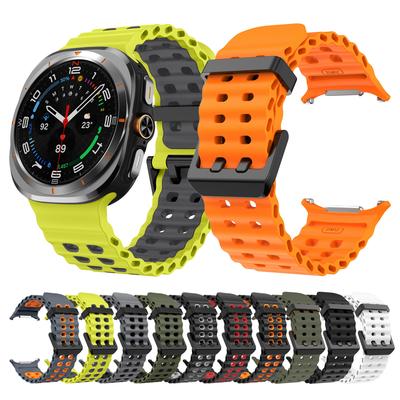 Двухцветный спортивный силиконовый морской ремешок для Samsung Galaxy Watch Ultra 2025 Браслет для GalaxyWatch Ultra 47мм Ремешок для часов