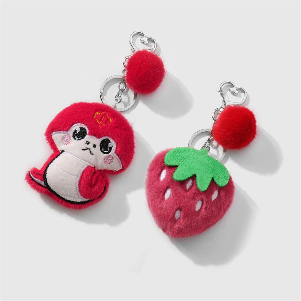Милый пушистый плюшевый брелок в виде клубничной змеи, уникальный брелок, идеально подходящий для рюкзаков и украшения салона автомобиля