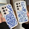 Чехол для телефона Samsung Galaxy S26 S25 Ultra S24 FE Сине-белый фарфоровый узор Мягкий силикон S23 Plus S22 + S21 S20 5G