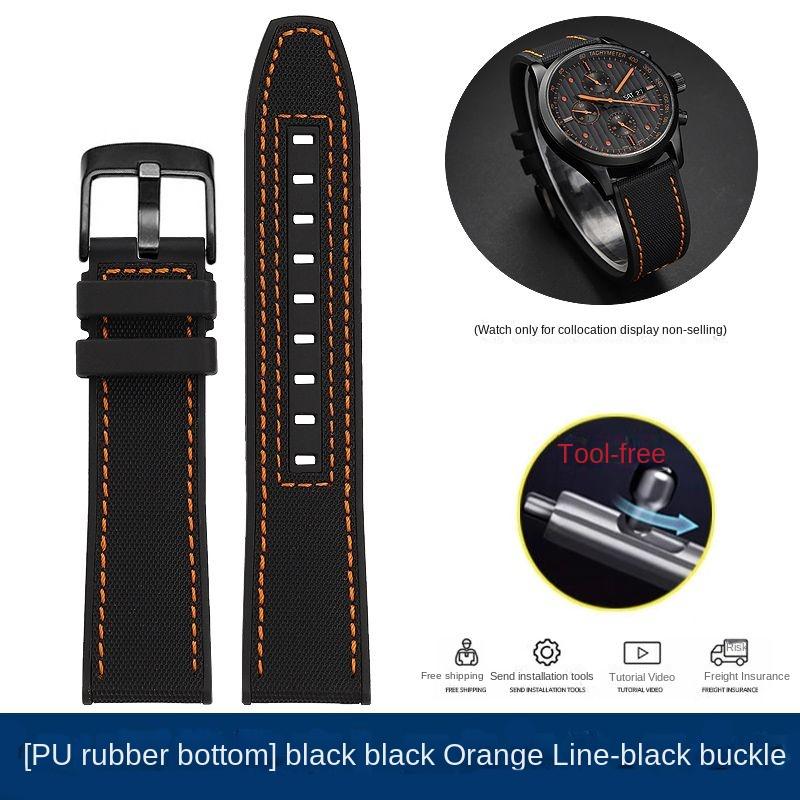 Новый Дизайн Гибридный FKM Ремешок для Часов Mido Helmsman M005 M038.431 M038431a Быстросъемный Холщовый Нейлоновый Ремешок Браслет 22мм