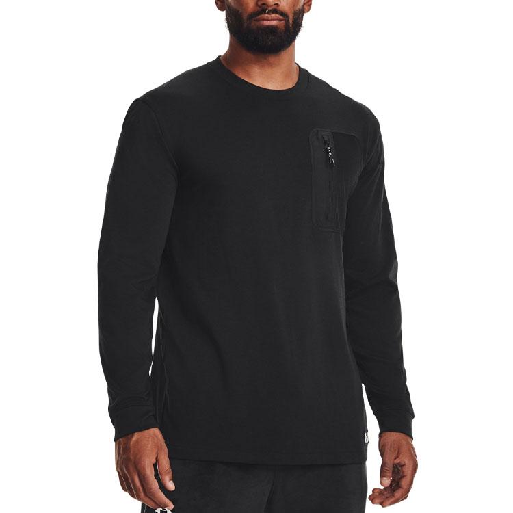 Under Armour Однотонная футболка с круглым вырезом и принтом на плечах, мужская футболка, черная 1373876-001