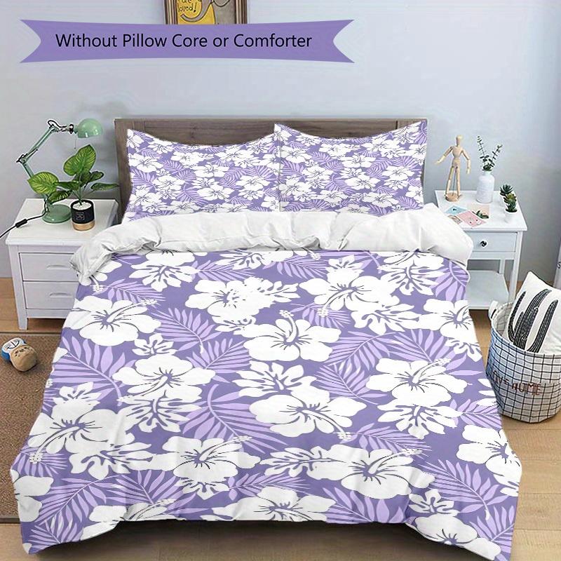 3pcs Hawaiian-floral-pattern Bedding Set, Ideal for Home Use, Suitable for Bedroom Decor (1*Duvet Cover + 1/2*Pillowcases, No Core) yy250821160