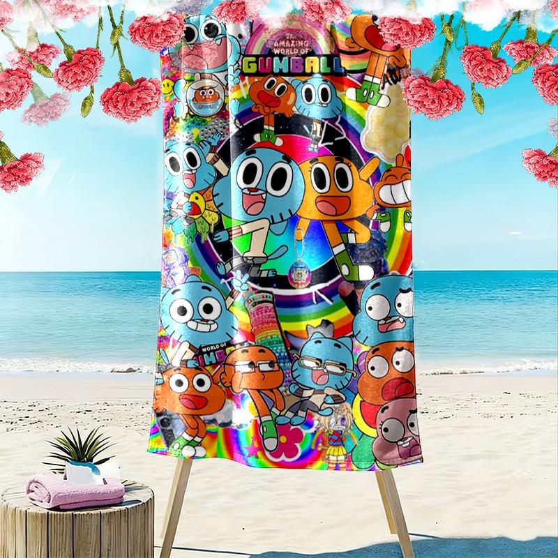 The Amazing World of Gumball Print Beach Towel, Large Soft Quick Dry Towel for Beach Camping Swimming