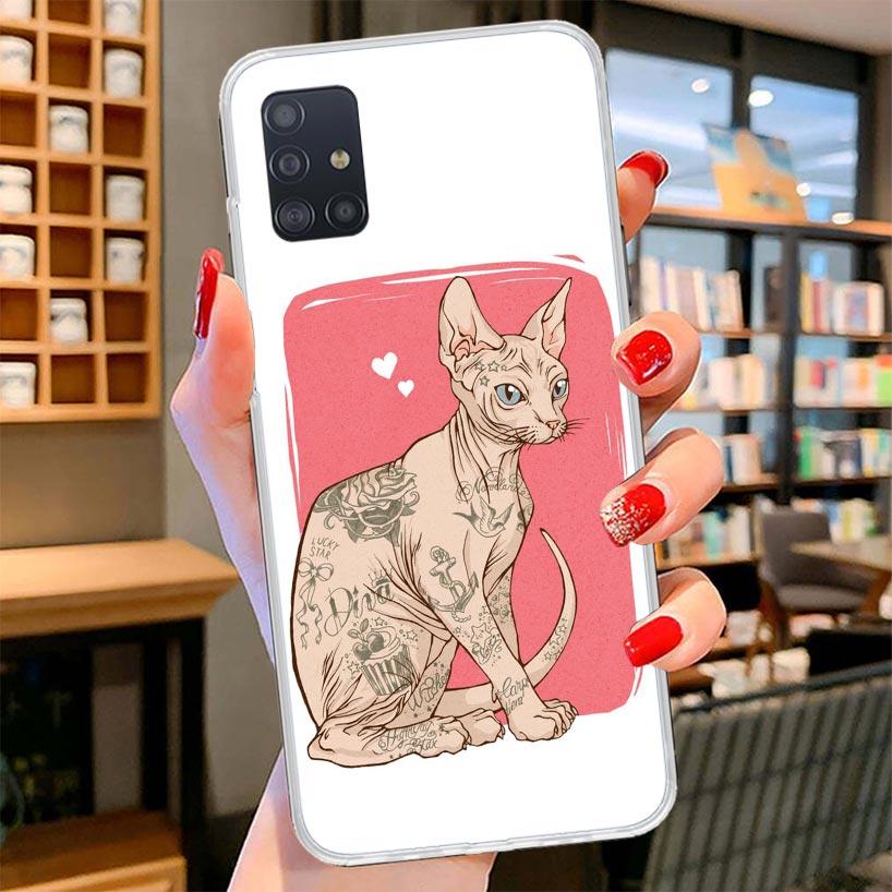 Lavaza Sphynx Sphinx Cat Cover Phone Case For Samsung Galaxy A12 A22 A32 A52 A72 A02S Phone Case Note 20 Ultra 10 S10 Plus A51 A