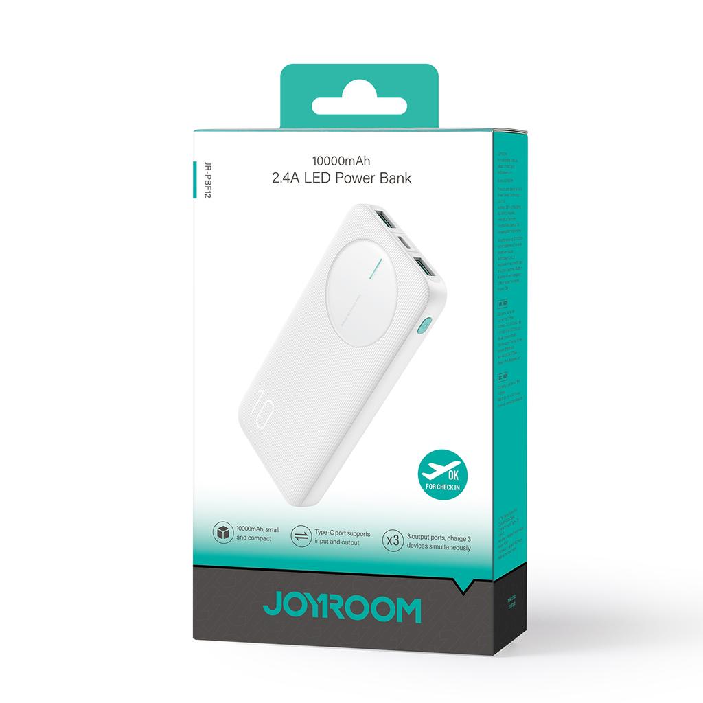 Powerbank JR-PBF12 10000mAh 2.4A 2x USB-A 1x USB-C - white