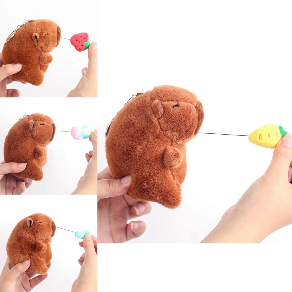 Creative Strawberry Watermelon Ice Cream Capybara Plush Toy Pendant Keychain For Kids Gift