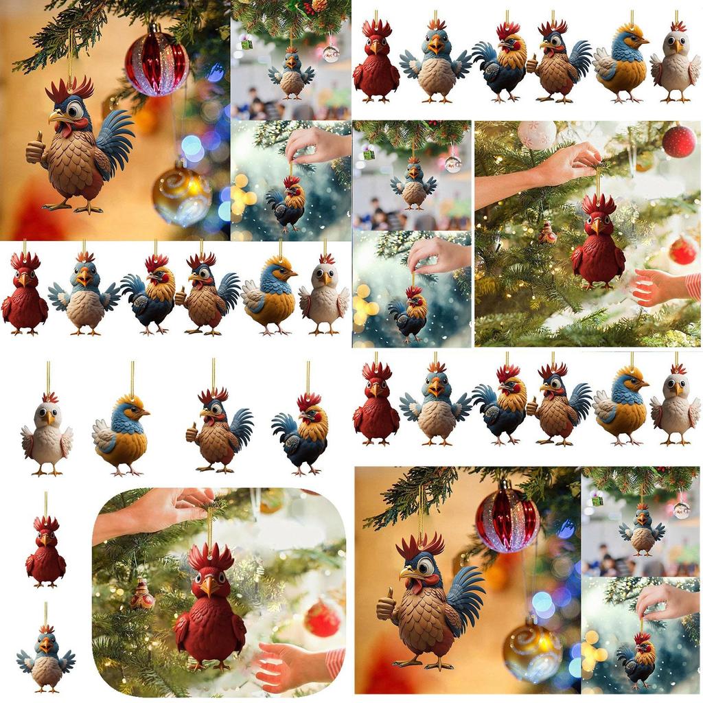 Милая мультяшная курица Акриловая подвеска в машину Украшение на елку Домашний декор