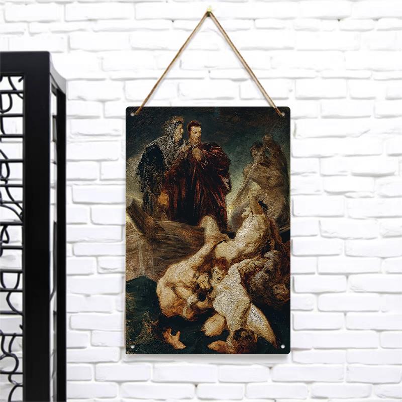Custom Vintage Oil Painting Metal Iron Wall Art Decorative Hanging Painting for Living Room