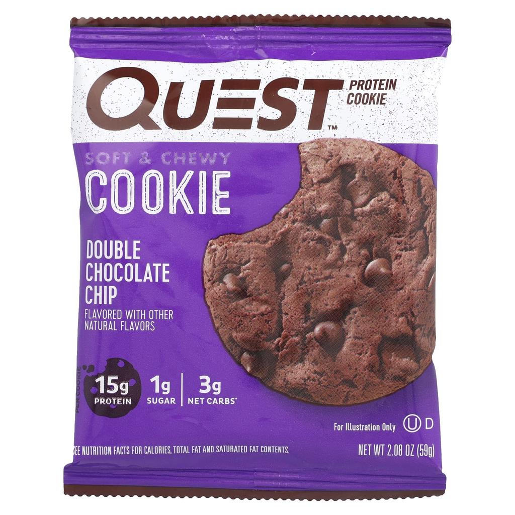 Quest Nutrition Protein Cookie, Double Chocolate Chip, 12 Cookies, 59 G (2.08 Oz) Each