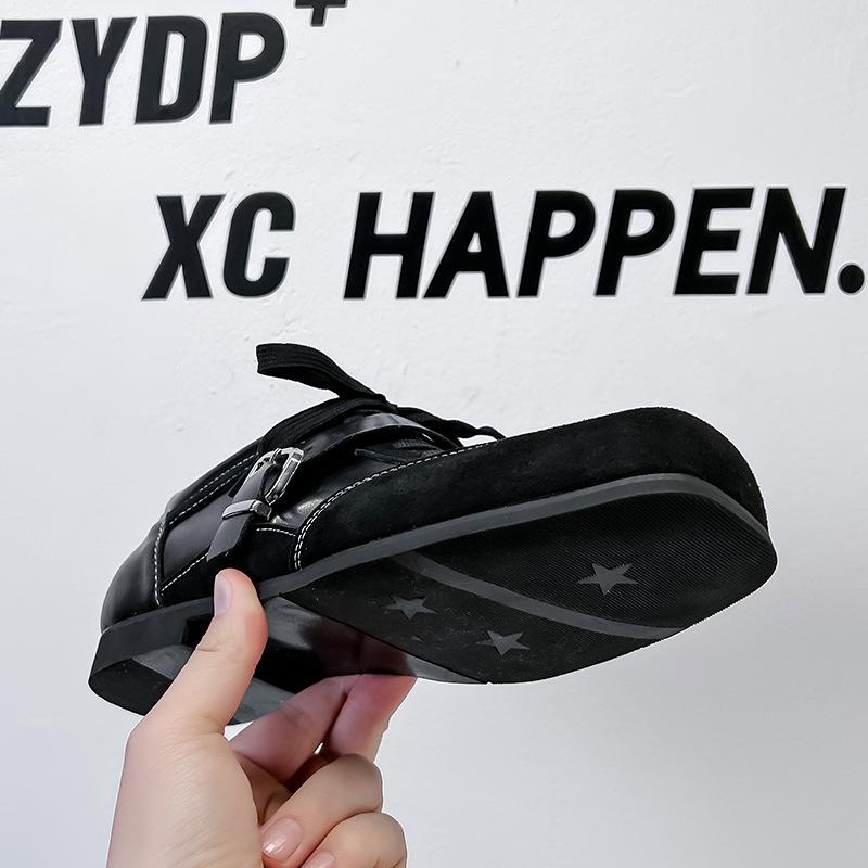 Туфли дерби мужские кожаные туфли кожаные низкие ботинки Martin простые толстые подошвы черные туфли для повседневного ношения 14707-A