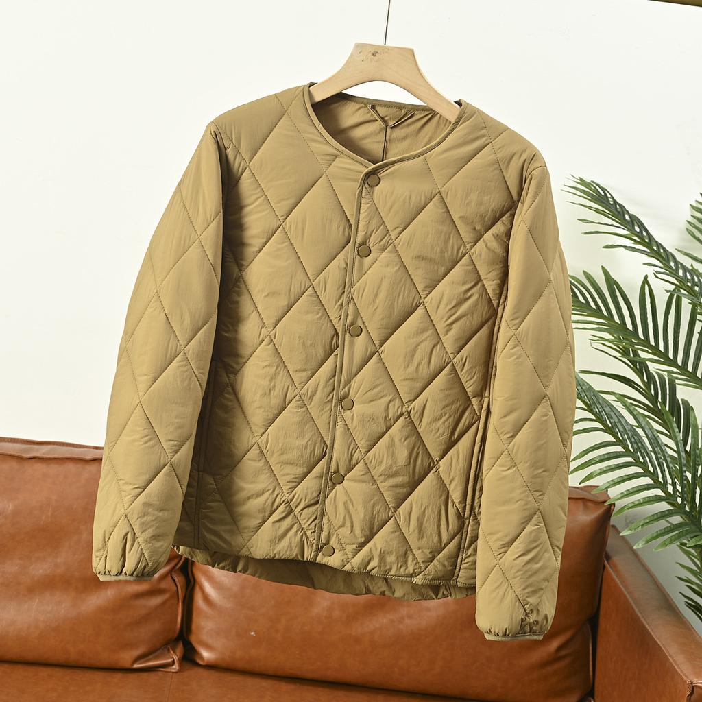 Warm Lightweight Waterproof Women's Quilted Jacket Stand Up Collar Diamond Cotton Coat Casual Loose Large Size Outerwear