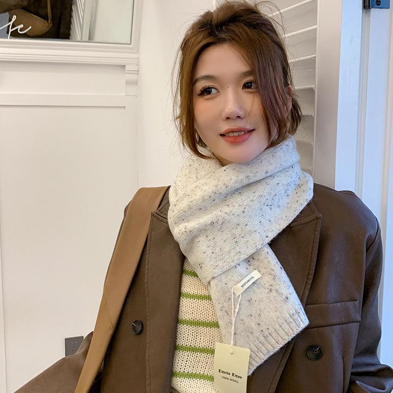 Chocolate Colored Korean Style Autumn and Winter Versatile Single Color Warm Wool Knitted Wool Scarf and Scarf As A Gift for Female Students