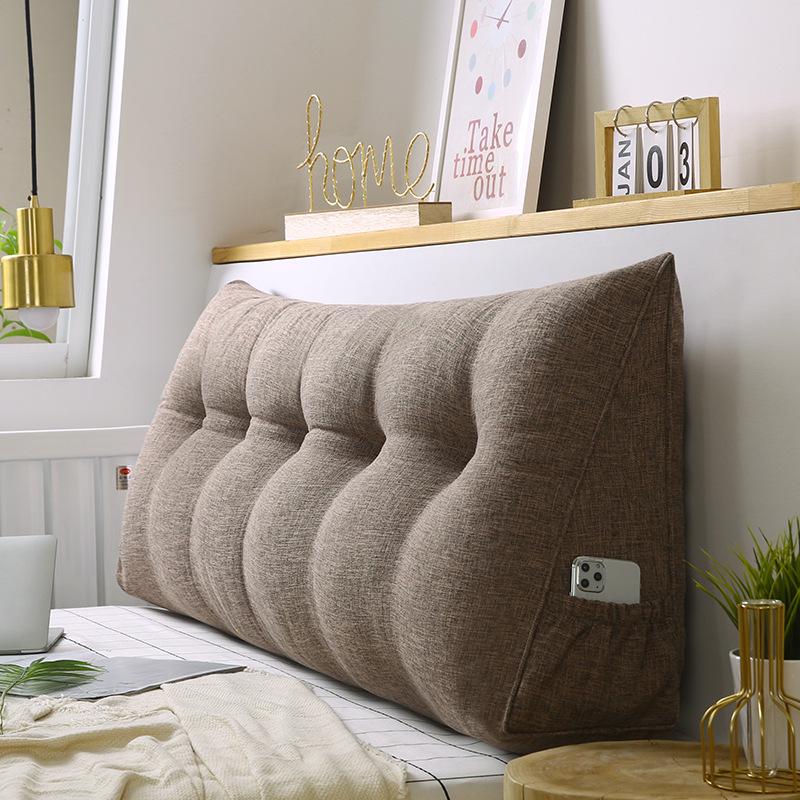 Длинная треугольная поясничная подушка из хлопка и льна - Подушка для изголовья кровати