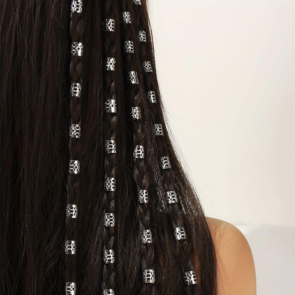 60pcs Metal Cuff Clips Dreadlocks Beads Hair Braiding Hair Braid Tubes Hollow Out Hair Ring  Men