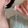 S925 Silver Needle Butterfly Pearl Tassel Long Earrings – Elegant and Unique Design for Women