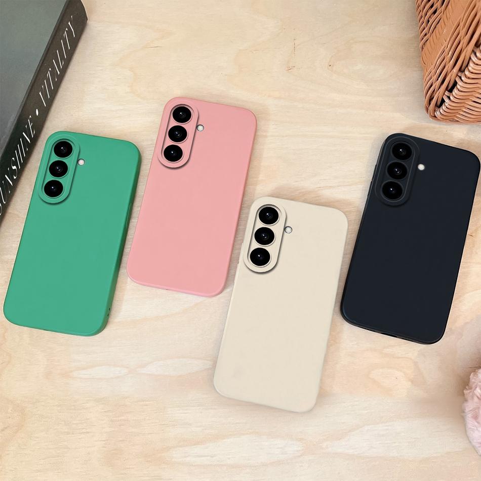Однотонный чехол для телефона Samsung Galaxy S26 / S26 Plus / S26 Ultra Funda Мягкий Жидкий Силикон Ударопрочный Защитный Задний Чехол