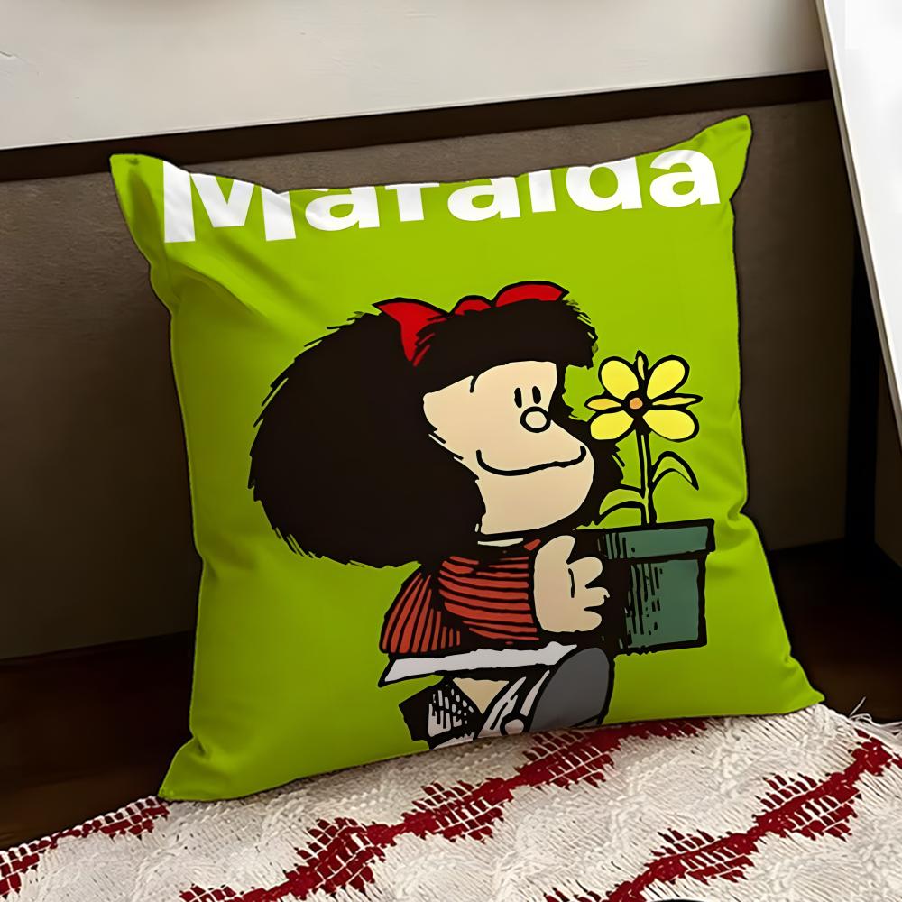 Cartoon MMafalda Cushion Cover Reversible Soft Durable Pillow Cover Home Car MultiScene Use for Daily Comfort
