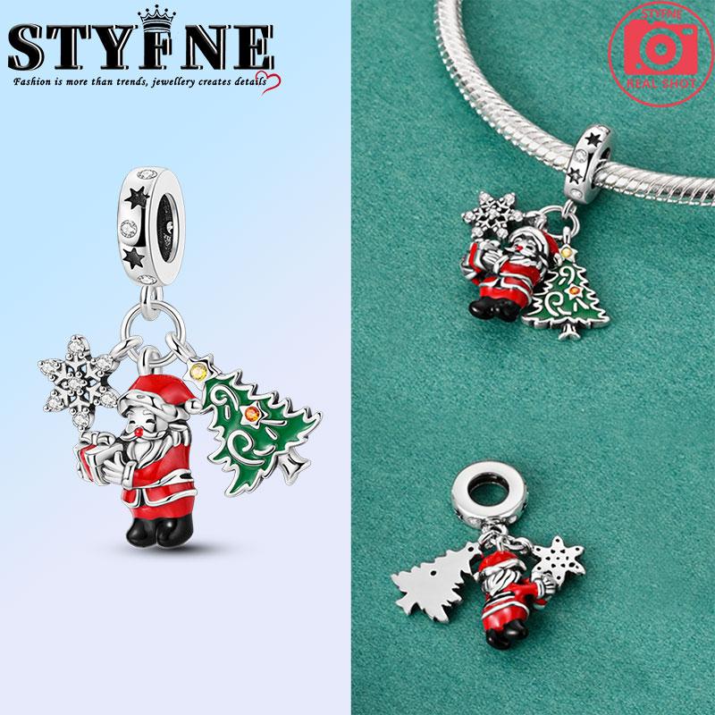 Изысканные модные медного цвета шармы-подвески в виде Санта-Клауса, рождественской елки, лося, оленя, бусины, подходят для оригинальных браслетов, рождественские украшения своими руками
