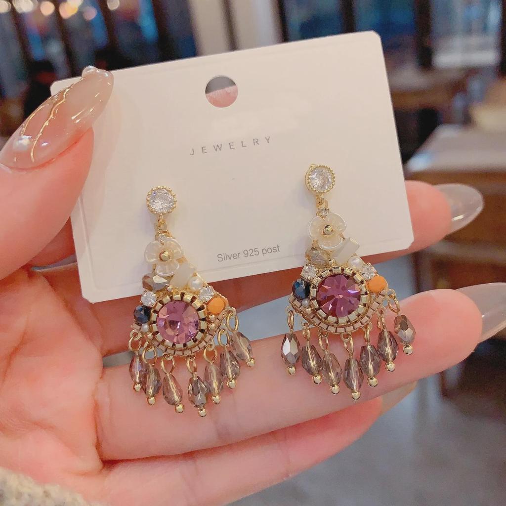 Elegant Handmade Bohemian Crystal Earrings - Retro Ethnic Style, High-End All-Match Design