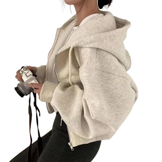 Осень-весна Женское пальто с капюшоном, завязками на шнурке, длинными рукавами, карманами, застежкой-молнией, эластичными манжетами, свободным низом, спортивная толстовка с капюшоном, повседневная куртка для повседневной носки