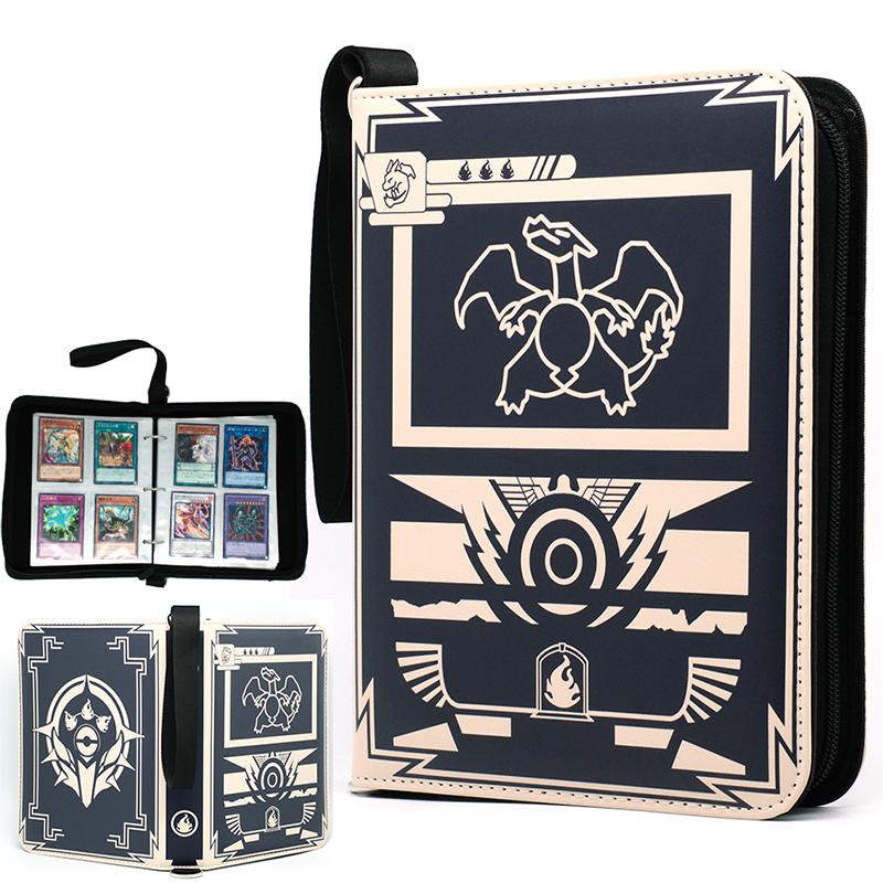 400 шт. Альбом-папка для карт на молнии PTCG Yugioh TCG 4 кармана Коллекция коллекционных карт Держатель для карт Игрушки Подарок