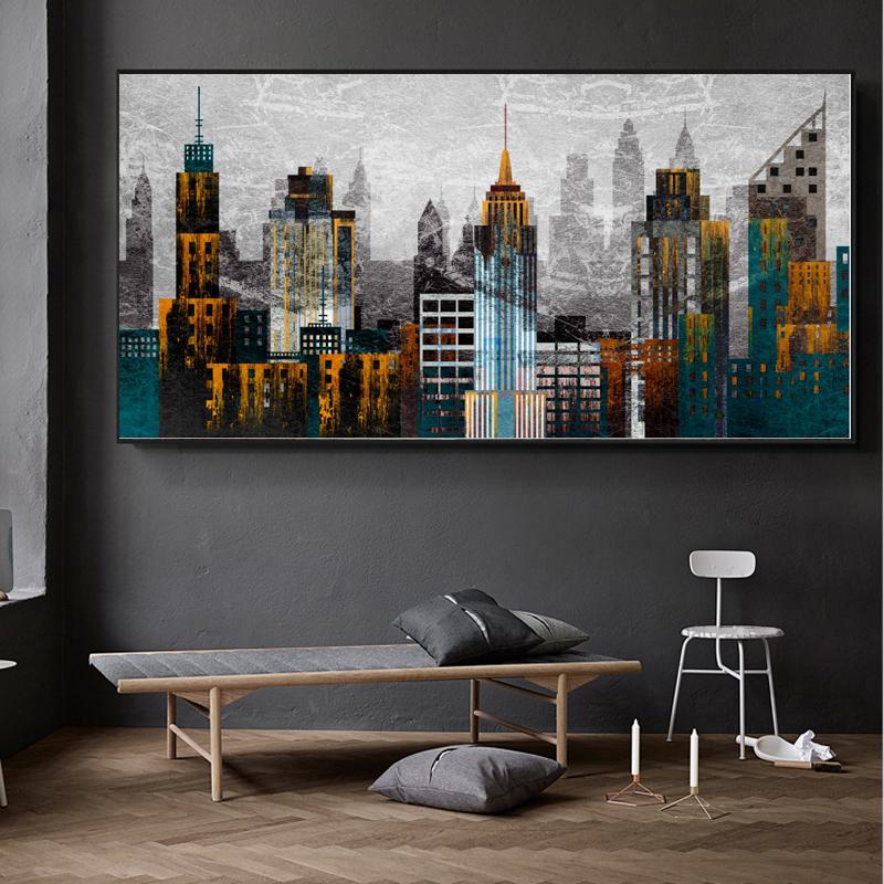 Абстрактная картина с городским пейзажем на стене, архитектурные художественные постеры, принты, настенная картина для гостиной, дома, Куадрос