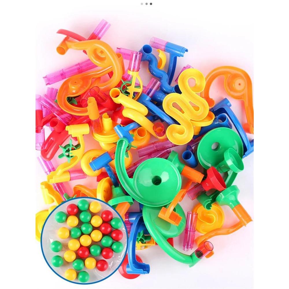 50-142 шт. 3D Лабиринт Шарик Катать Игрушка Сделай сам Мраморный Трек Гонки Американские горки Набор Рождественский подарок Мраморный Трек Гоночная Трасса Строительные блоки Детские игрушки