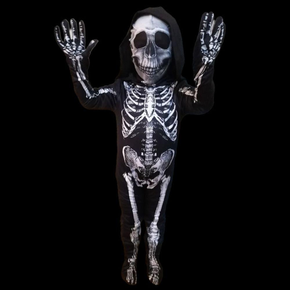Polyester Halloween Cosplay Costume Separate Headgear Skull Bodysuits  Halloween