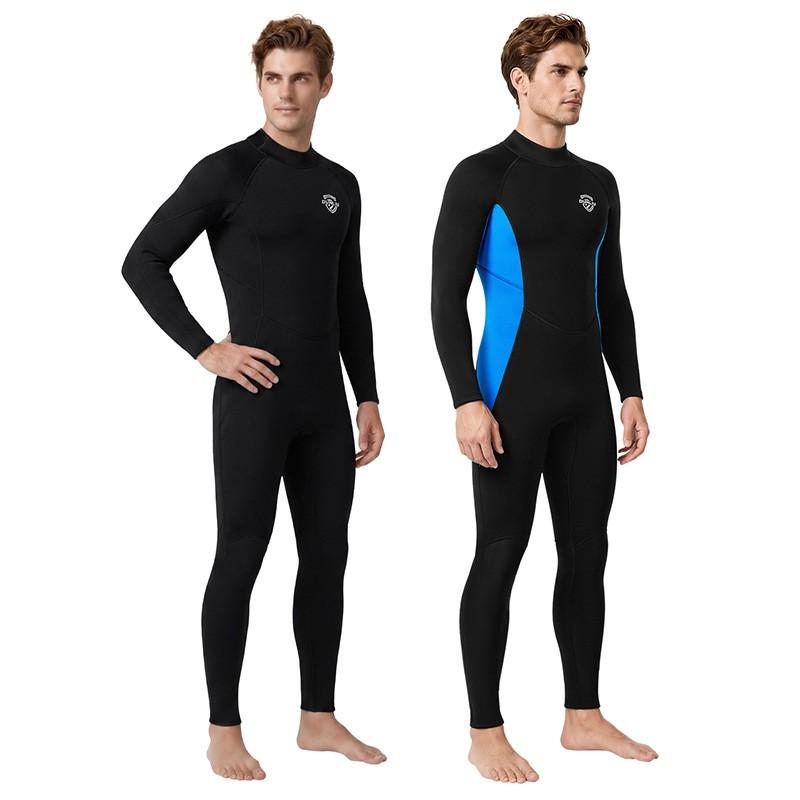 Mens 3mm Full Wetsuit Long Sleeve Chloroprene Neoprene Diving Suit Surfing Snorkeling Cold Water Swimming