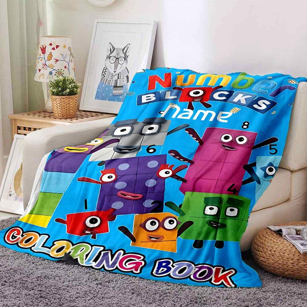 Colorful Number Blocks Adventure Gift Customizable Blanket Customize Your Name Durable Comfort Versatile For Sofa Couch Office Bed Picnics For All