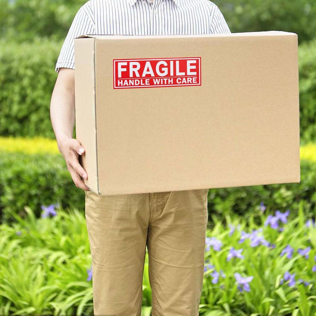 Fragile Stickers, Large Size 8 x2.7 in, Handle with Care, for Shipping Packing Moving, 100 Labels