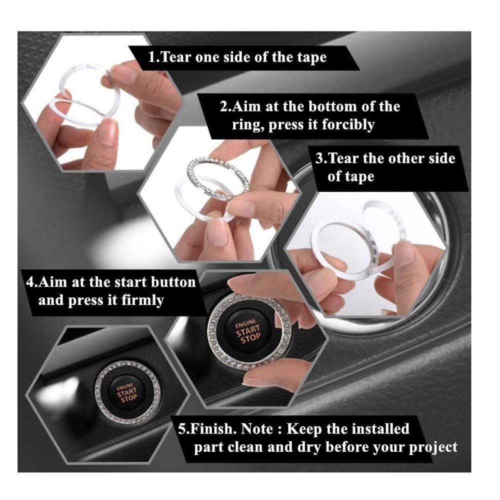 Cover Start Stop Engine Switch Button Decor Decorative  Ring Car Start Decorative Circle