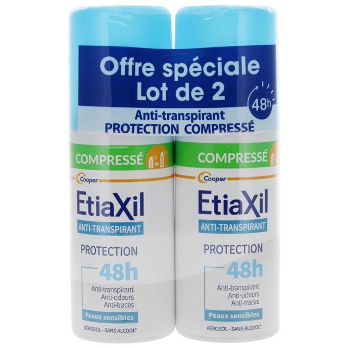 Etiaxil Anti-Transpirant Protection 48h Compressé Peaux Sensibles 2 x 100 ml