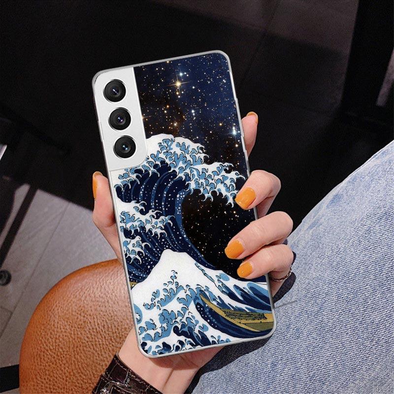 Японский паб Волна Аниме Прибыл Чехол для телефона Samsung Galaxy S26 S25 Edge S23 S24 Ultra S22 Plus S21 S20 FE Уникальная крышка Мягкий C