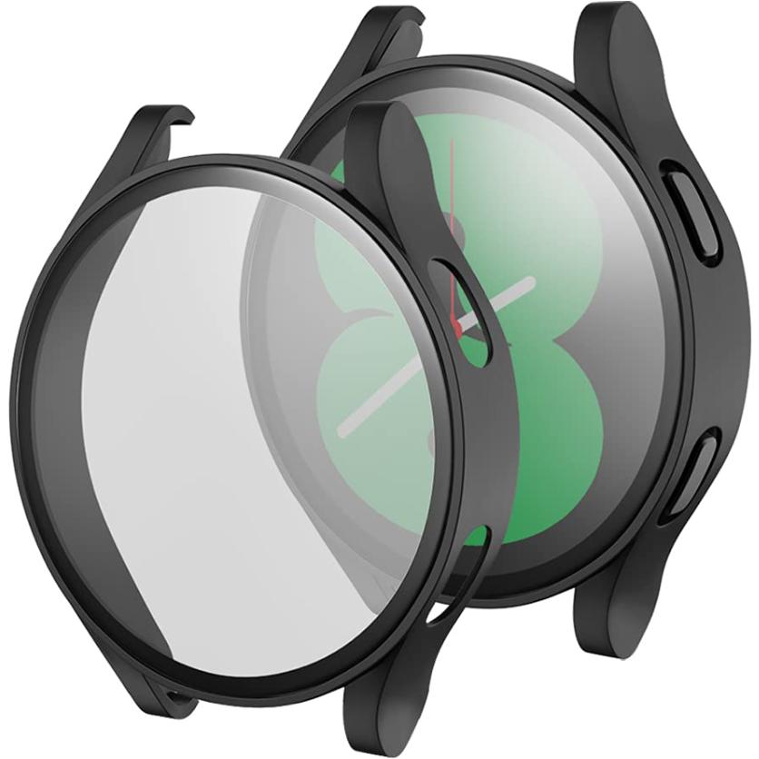 2in1 Case + Tempered Glass for Samsung Galaxy Watch 4 44mm, Black
