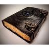 Black Pentagram Embossed Handmade Blue Stone Embedded Leather Journal - Thick 200 Vintage Pages - Stitched Writing Notepad - Birthday Gift