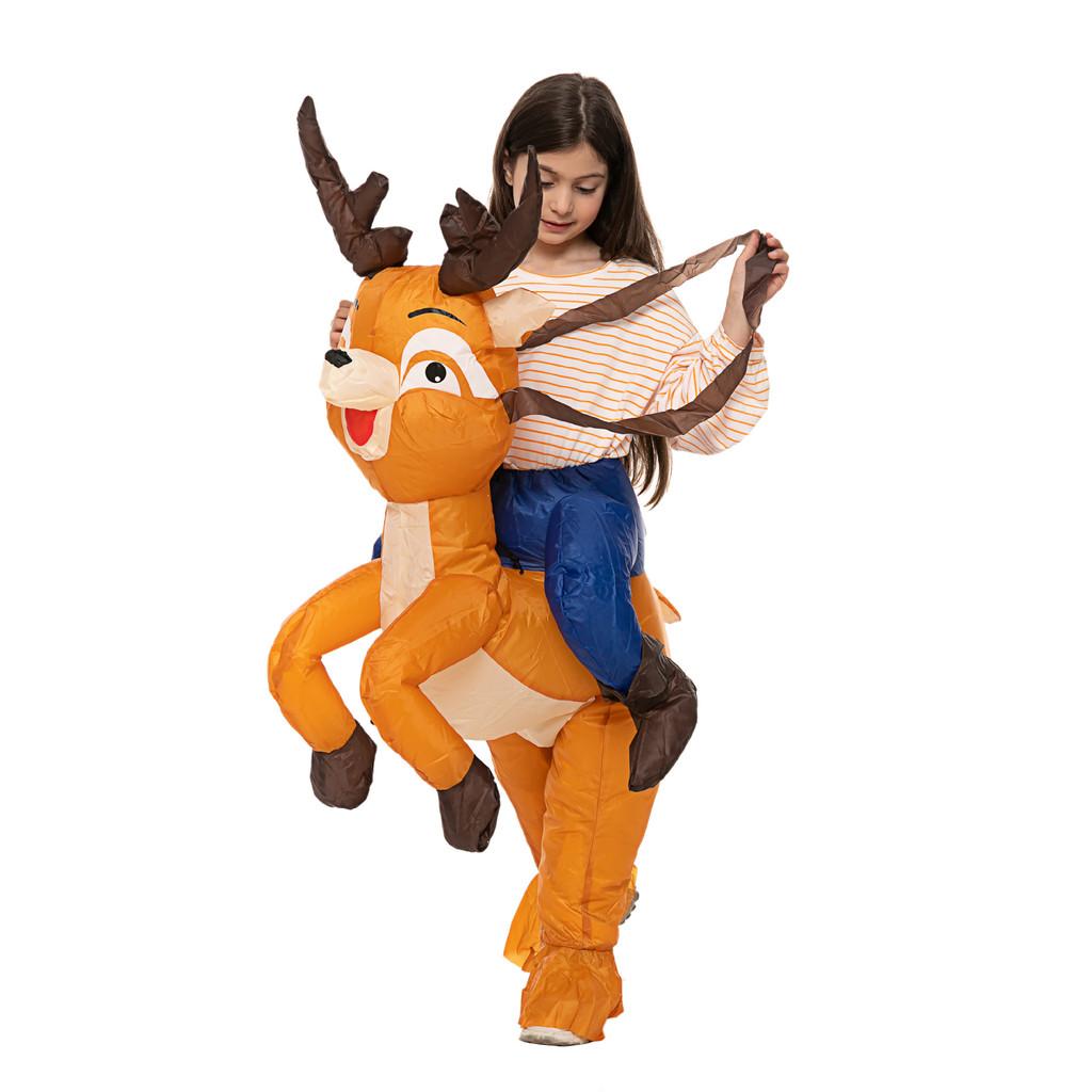 Christmas Santa Claus Inflatable Riding Reindeer Costume For Party Events