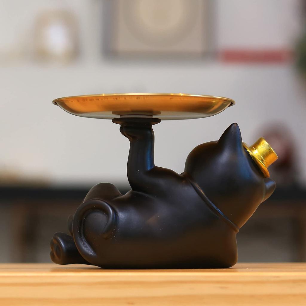 Haodeliy Креативный Счастливый Кот Счастливый Кот Поднимающий Вход Подставка для Хранения Ключей Скандинавский Стиль Чай Туалет Лежащий Счастливый Милый Интерьер Нержавеющая Сталь Хранение Ключей