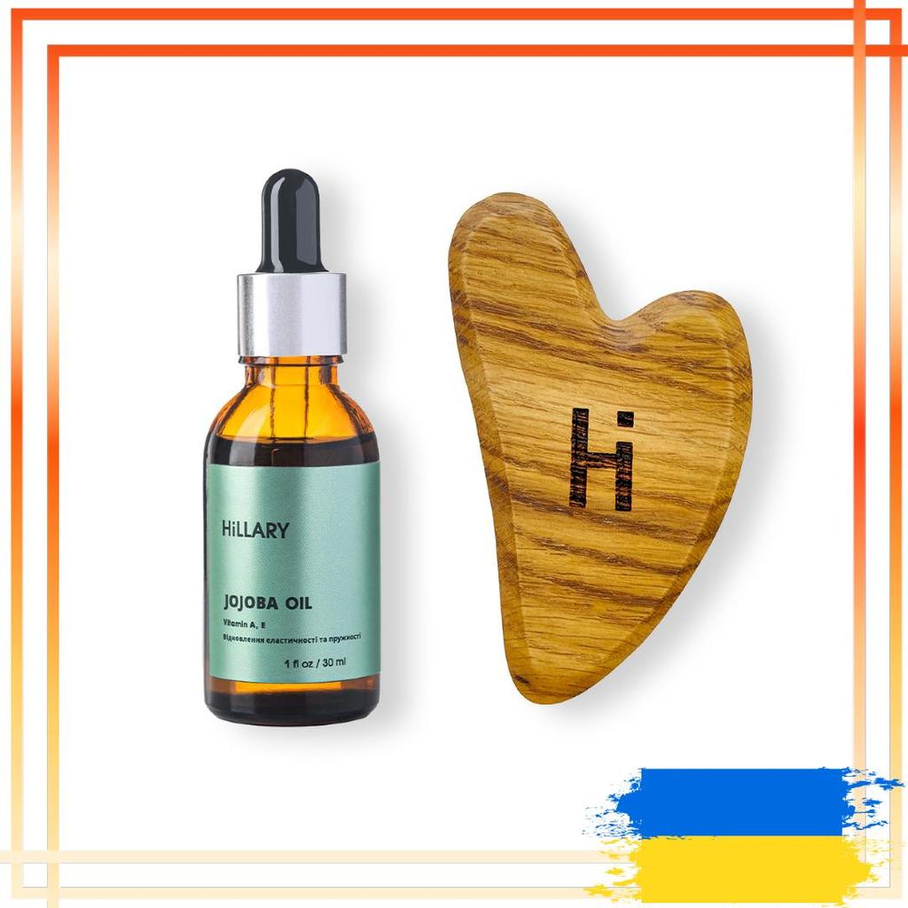 Wooden Gua Sha Scraper + Organic Jojoba Oil