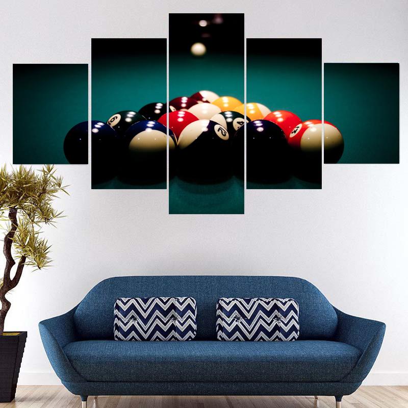 5 Panels Nordic Billiards Modern Canvas Painting Posters for Billiards Hall And Prints Wall Art Pictures Home Decor No Frame