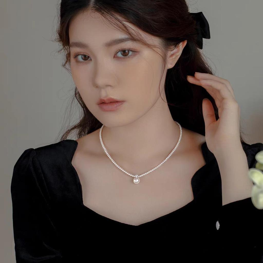 Принцесса Диана Чжэнъюань Шицзя Жемчужное Ожерелье Женское Легкая Роскошь Нишевое Премиум Милетное Звено Элегантное Простое Подвеска с Бриллиантом